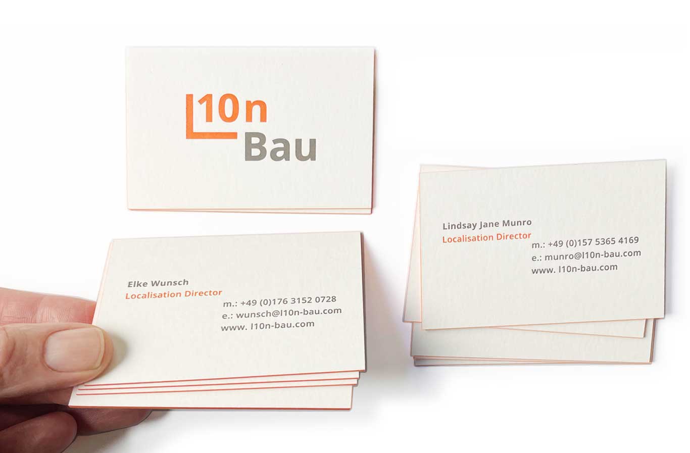 Foto von L10nBau Letterpress Visitenkarten. Hergestellt von Volle Kante