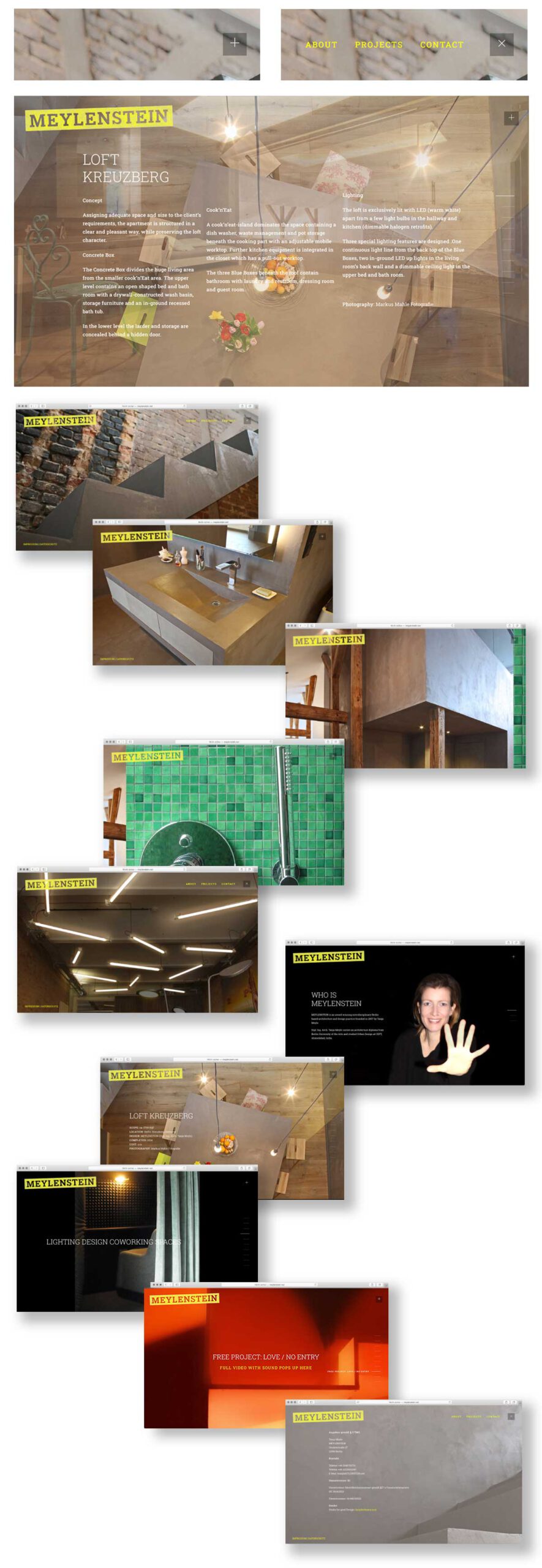 Bilder von der Meylenstein.net Website. Design und Umsetzung: Katja Hofmann, Studio for good handmade Design Berlin