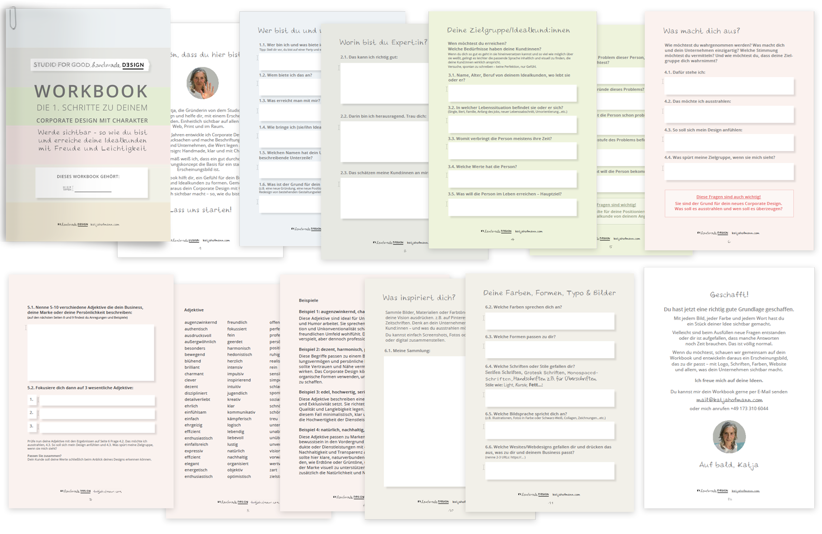 Bild mit eine Collage von den Innenseiten von dem Corporate Design Workbook